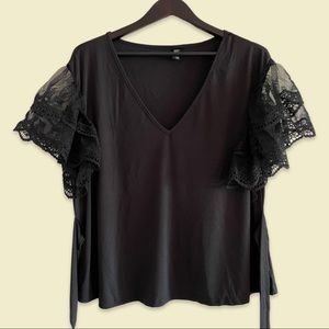 Romantic Ribbed and Ruffled Top